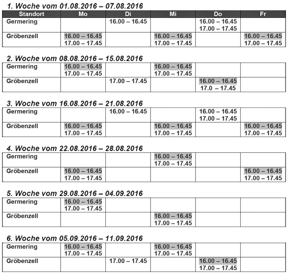 Zeitplan